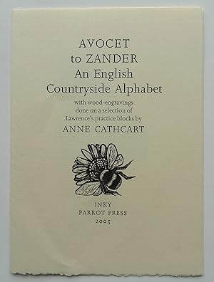 Bild des Verkufers fr Avocet to Zander. An English Countryside Alphabet, with wood-engravings done ona selection of Lawrence's practice blocks by Anne Cathcart. Prospectus. zum Verkauf von Roe and Moore