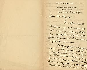 1900 Letter about Hemp Production and Sir Joseph Banks from Canadian Politician Douglas Brymner