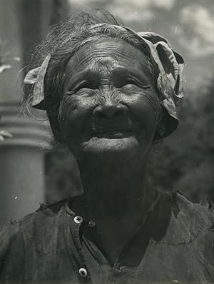 Indochina Elderly Woman portrait Old Photo 1950