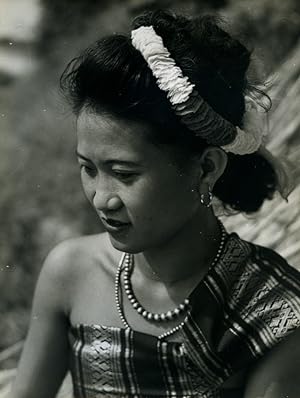 Indochina Young Woman portrait Old Photo 1950 #1