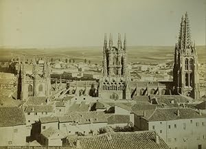 Spain Burgos cathedral panorama from Castle Old Photo 1880