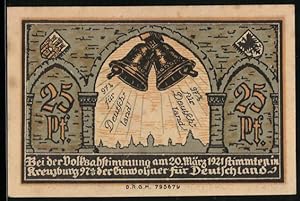 Bild des Verkufers fr Notgeld Kreuzburg in Oberschlesien 1921, 25 Pfennig, 97% der Einwohner stimmen fr Deutschland zum Verkauf von Bartko-Reher