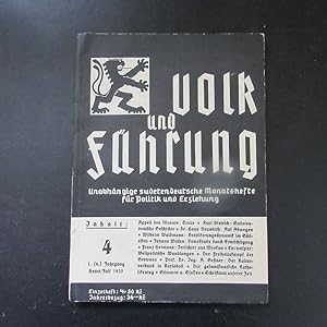 Bild des Verkufers fr Volk und Fhrung - Unabhngige sudetendeutsche Monatshefte fr Politik und Erziehung, Nr. 4 (1. (6) Jahrgang, Juli 1935) zum Verkauf von Bookstore-Online