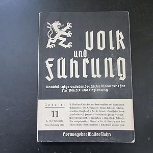 Bild des Verkufers fr Volk und Fhrung - Unabhngige sudetendeutsche Monatshefte fr Politik und Erziehung, Nr. 11 (3. (8) Jahrgang, Nov. 1937) zum Verkauf von Bookstore-Online