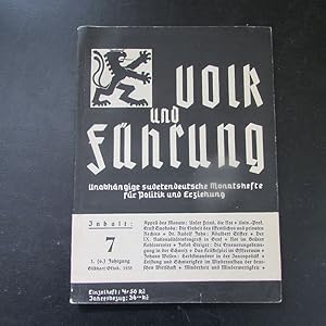 Bild des Verkufers fr Volk und Fhrung - Unabhngige sudetendeutsche Monatshefte fr Politik und Erziehung, Nr. 7 (1. (6) Jahrgang, Oktob. 1935) zum Verkauf von Bookstore-Online