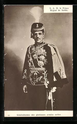 Ansichtskarte Kronprinz Alexander von Serbien in Husaren-Uniform