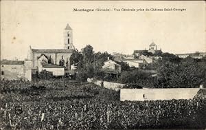 Ansichtskarte / Postkarte Montagne Gironde, Vue Generale prise du Chateau Saint-Georges, Kirche