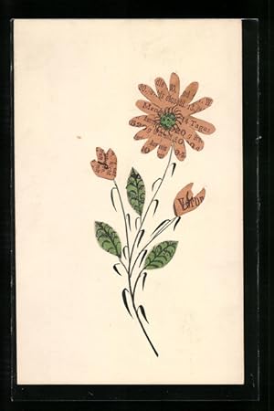 Ansichtskarte Blume mit Knospen, Collage