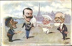 Künstler Ansichtskarte / Postkarte Präsident Émile Loubet und König Viktor Emanuel III., Bestechu...