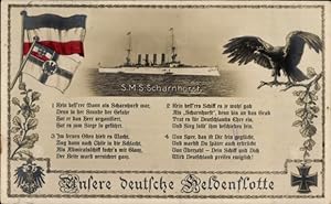Gedicht Ansichtskarte / Postkarte Deutsches Kriegsschiff, SMS Scharnhorst, Großer Kreuzer