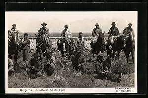 Postcard Santa Cruz, Ovejeros, Einheimische mit Pferden