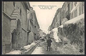 Ansichtskarte Barèges, après l`Avalanche du 2 Février 1907, Entrée de l`Eglise, Lawine