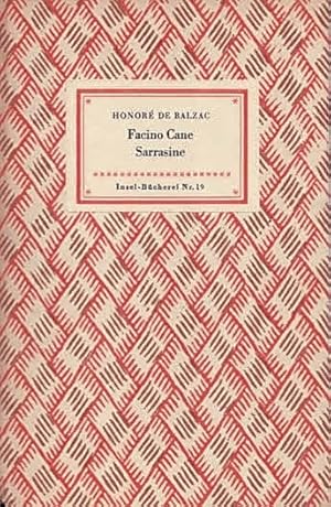 Seller image for Facino Cane. Sarrasine. Zwei Novellen (IB 19). bertragen von Hedwig Lachmann. 46. bis 55. Tausend. for sale by Antiquariat & Buchhandlung Rose
