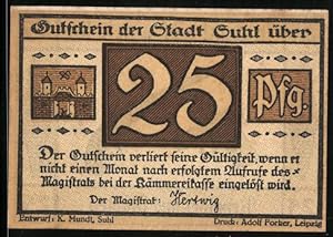 Seller image for Notgeld Suhl, 25 Pfennig, Wappen, Revolver und Pistole for sale by Bartko-Reher