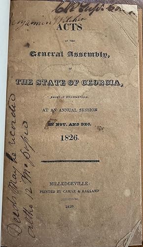 Acts of the General Assembly of the State of Georgia, Passed at Milledgeville, At An Annual Sessi...