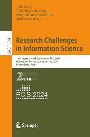 Image du vendeur pour Research Challenges in Information Science mis en vente par BuchWeltWeit Ludwig Meier e.K.
