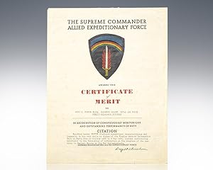 Dwight D. Eisenhower Signed Certificate of Merit & Royal Scroll Honoring Squadron Leader John C. ...