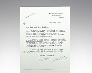 Immagine del venditore per Agatha Christie Typed Letter Signed. venduto da Raptis Rare Books