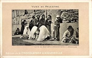 Judaika Ansichtskarte / Postkarte Jerusalem Israel, Juden an der Klagemauer, Juifs au Mur des Lam...