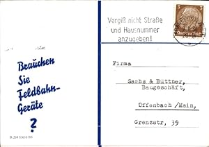 Bild des Verkufers fr Klapp Ansichtskarte / Postkarte Reklame, Brauchen Sie Feldbahn-Gerte zum Verkauf von akpool GmbH