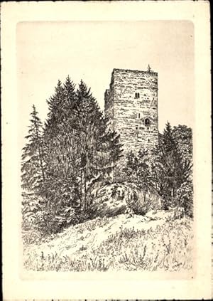 Künstler Ansichtskarte / Postkarte Breil Brigels Kanton Graubünden, Burg Jörgenberg, Ruine, Walte...