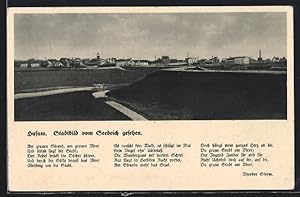 Bild des Verkufers fr Ansichtskarte Husum / Nordsee, Stadtbild vom Deich gesehen, mit Gedicht von Theodor Storm zum Verkauf von Bartko-Reher