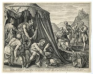 Antique Master Print-TEN-COMMANDMENTS-DRUNKENNESS OF NOAH-Collaert-de Vos-1585-1589