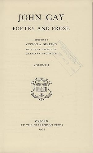 Bild des Verkufers fr John Gay Poetry and Prose Volume I zum Verkauf von avelibro OHG