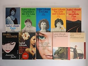 Image du vendeur pour 10 Bnde Isabel Allende Die Stadt der wilden Gtter; Das Geisterhaus; Mein erfundenes Land; Paula; Der unendliche Plan; Von Liebe und Schatten; Eva Luna; Geschichten der Eva Luna; Amandas Suche; Die Insel unter dem Meer mis en vente par Leipziger Antiquariat