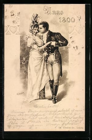 Imagen del vendedor de Knstler-Ansichtskarte Weber: Der zrtliche Liebhaber gibt ihr einen Wangenkuss a la venta por Bartko-Reher