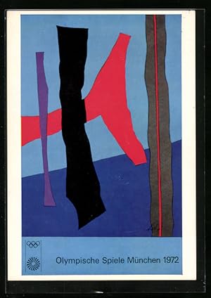 Künstler-Ansichtskarte München, Olympische Spiele 1972, Poster in abstrakter Kunst von Fritz Winter