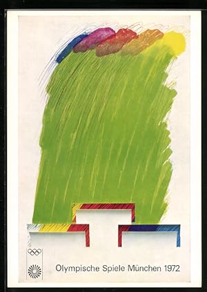 Künstler-Ansichtskarte München, Olympische Spiele 1972, Olympia Poster von R. Smith, Bruckmanns B...