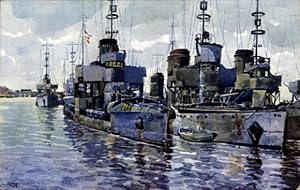 Künstler Ansichtskarte / Postkarte Seeger, Deutsche Kriegsschiffe, Torpedoboots Halbflottille