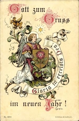Ansichtskarte / Postkarte Glückwunsch Neujahr, Engel, Wappen, Stern