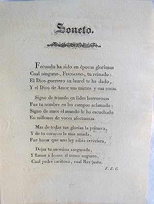 Documento - Papier : SONETO CON MOTIVO DE LA JURA DE MARÍA ISABEL LUISA 1833