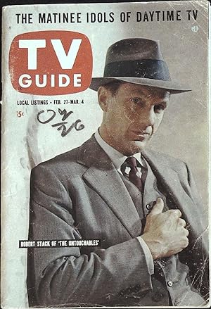 TV Guide February 27, 1960 Robert Stack of "The Untouchables"