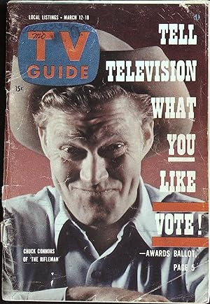 TV Guide March 12, 1960 Chuck Connors of "The Rifleman"