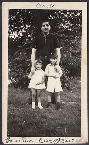 United States 1930, New York, Carlo Labruna con i figli nel parco, Foto epoca