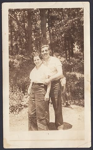United States 1930, New York, Carlo Labruna con la moglie nel parco, Foto epoca