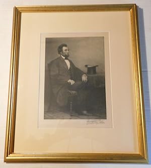 AN ORIGINAL SIGNED WOOD ENGRAVING of ABRAHAM LINCOLN by TIMOTHY COLE, after a photograph by Matth...