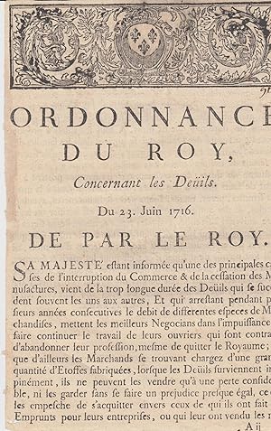 Seller image for Ordonnance du roy, concernant les deils : du 23. juin 1716. for sale by Librairie Lalibela