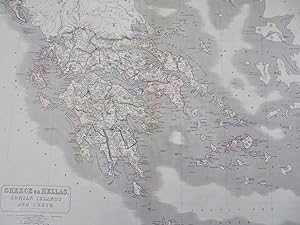 Greece Hellas Ionian Islands Crete Athens Corinth Delphi c. 1843 Johnston map