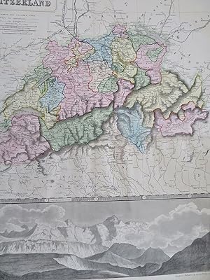 Switzerland Mont Blanc Railroad Routes c. 1850 Philip large decorative map