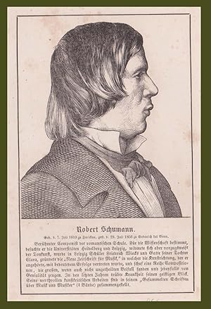 Robert Alexander Schumann Zwickau compositore pianista Incisione 1857 Wigand