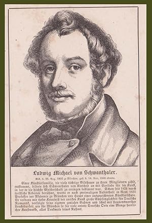 Ludwig Michael Von Schwanthaler scultore Incisione 1857 Wigand