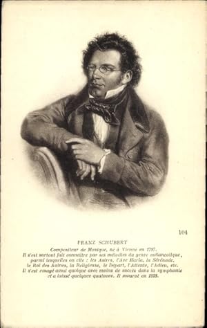 Ansichtskarte / Postkarte Österr. Komponist Franz Schubert, Portrait