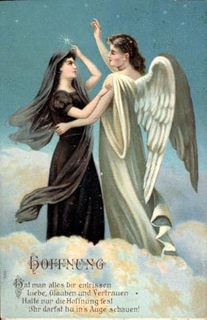 Präge Ansichtskarte / Postkarte Hoffnung, Engel, Allegorie