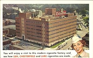 Ansichtskarte / Postkarte Durham North Carolina USA, Zigarettenfabrik, LundM, Chesterfield, Lark,...