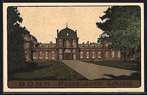 Steindruck-Ansichtskarte Bonn, Am Poppelsdorfer Schloss