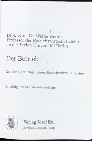 Seller image for Der Betrieb. for sale by Antiquariat Bookfarm